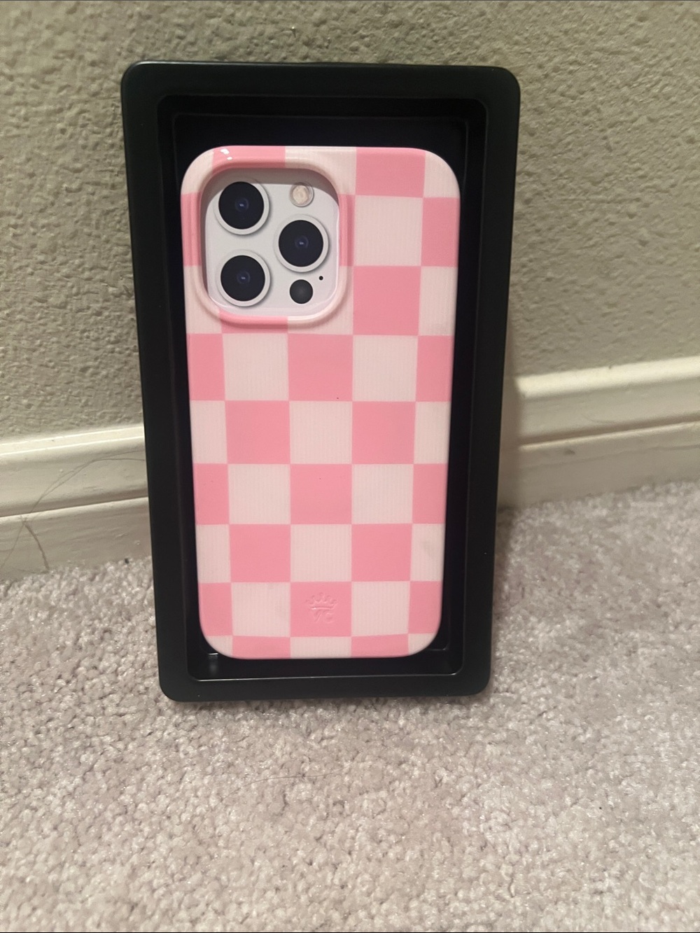 Velvet Caviar Pink Checkerboard Phone Case - Soft Pink & White IPhone 13 Pro - Picture 2 of 2